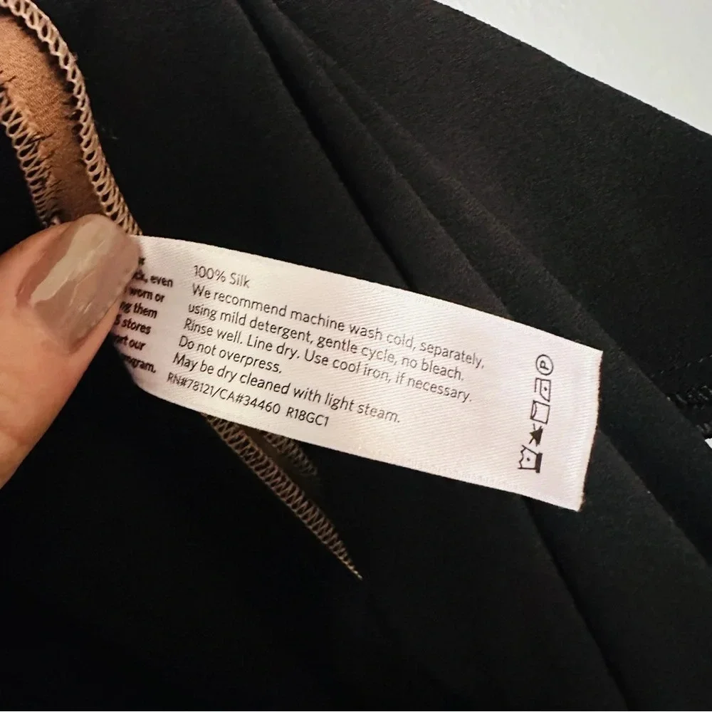 Eileen Fisher Women’s 100% Silk Georgette Black Wide Leg Pants - Picture 16 of 16